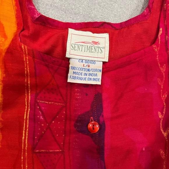 [L]Vintage Sentiments Red Button Sleeveless Maxi Dress - Picture 3 of 6